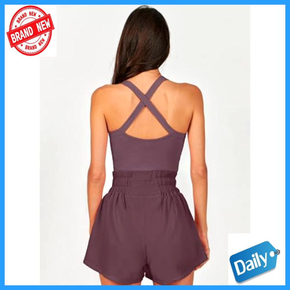 Sleeveless Mini Skort Dress Athletic Workout Romper Nylon Spandex - Picture 5 of 7